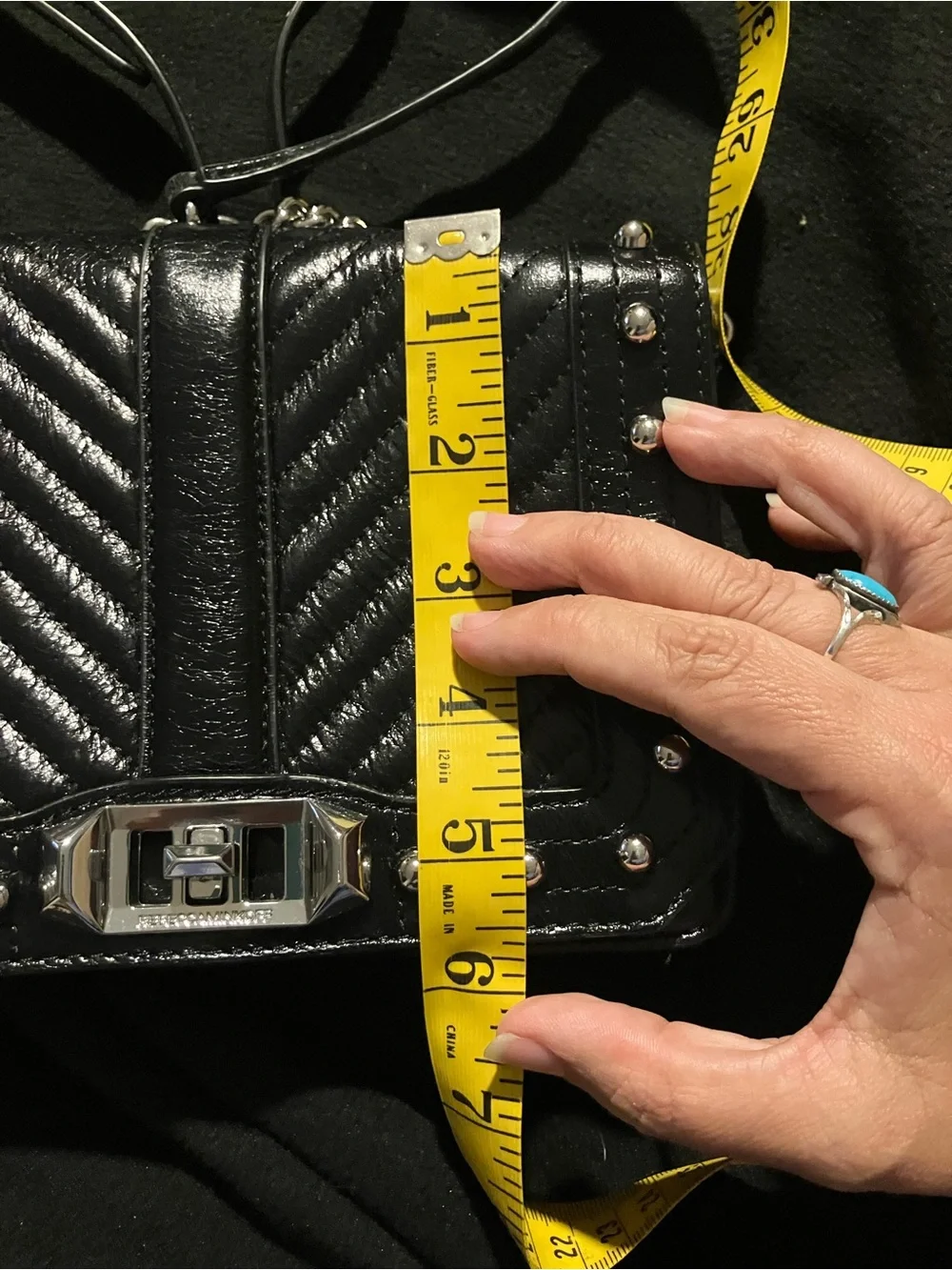 Rebecca Minkoff Black Quilted Leather Studded Love Crossbody Bag